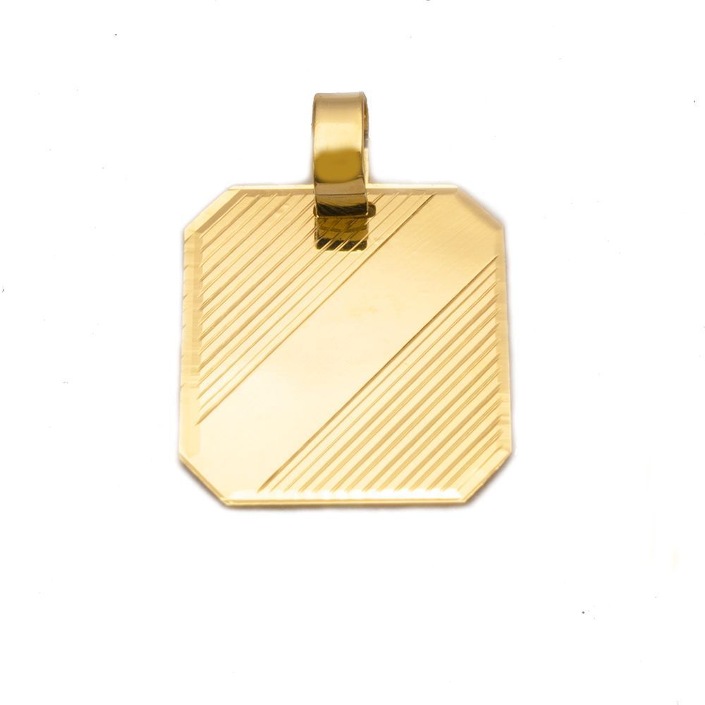Pingente Placa com Faixa em Ouro 18 Kilates -25006